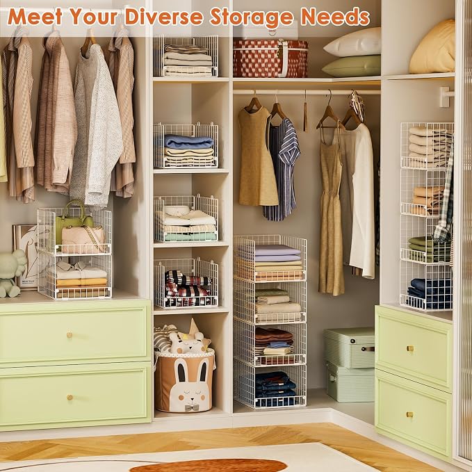 5-Tier Stackable Closet Storage Shelves, Closet Organizers and Storage Basket - Image 2