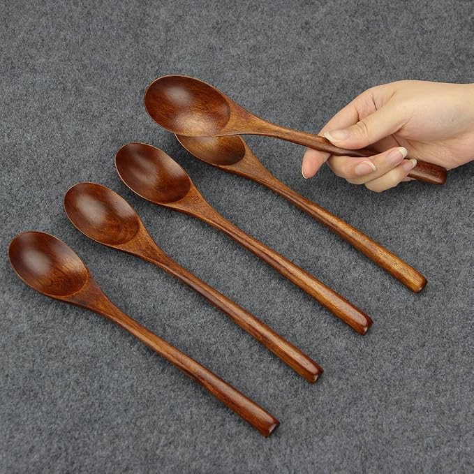 AOOSY Spoons, Wooden Spoons for Eating, 6 Pieces Japanese Natural Soup Spoons - Image 9