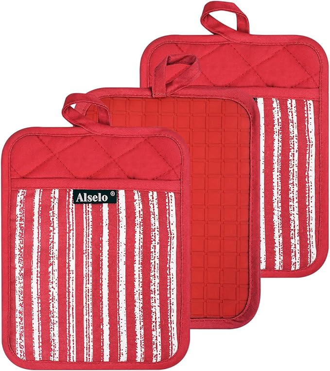 Alselo Silicone Pot Holders Set of 3 Heat Resistant & Non Slip Potholders by Alselo-Enjoyahealthylife