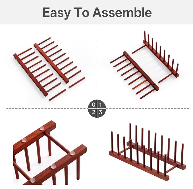 HBlife 2pcs Rosewood Wooden Dish Drying Rack - Image 5