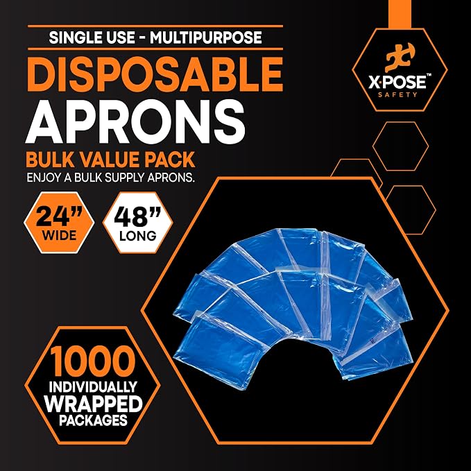 Xpose Safety 1000 Blue Plastic Disposable Aprons - Image 3