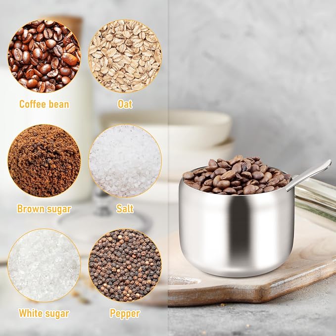 holoith Sugar Container with Glass Lid and Spoon - 10oz Stainless Steel Sugar - Image 7
