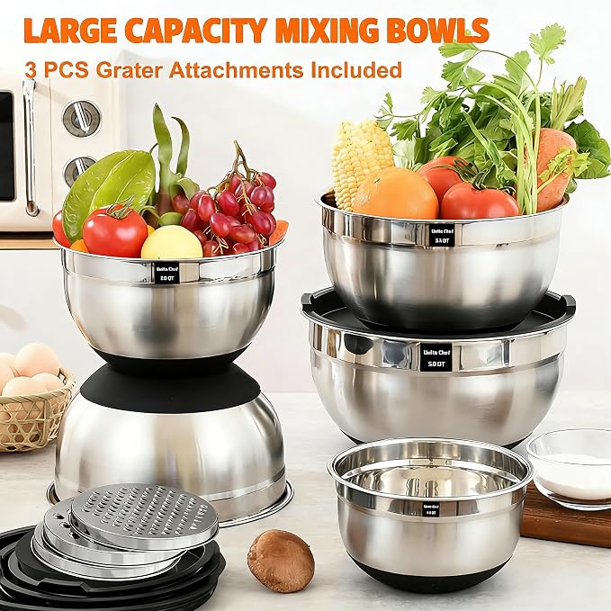 Thickened Heavy-Duty 26pcs Stainless Steel Bowl, Mixing Bowl Set - Image 3