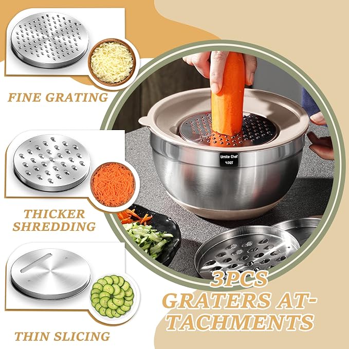 Mixing Bowls with Airtight Lids Set, Non-Slip Bottoms & Kitchen Gadgets Set - Image 3