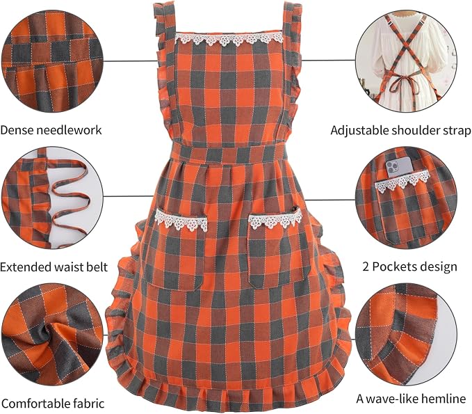 Funny Aprons for Women with Pockets, Kitchen Cooking Grilling Bbq Cute Chef - Image 4
