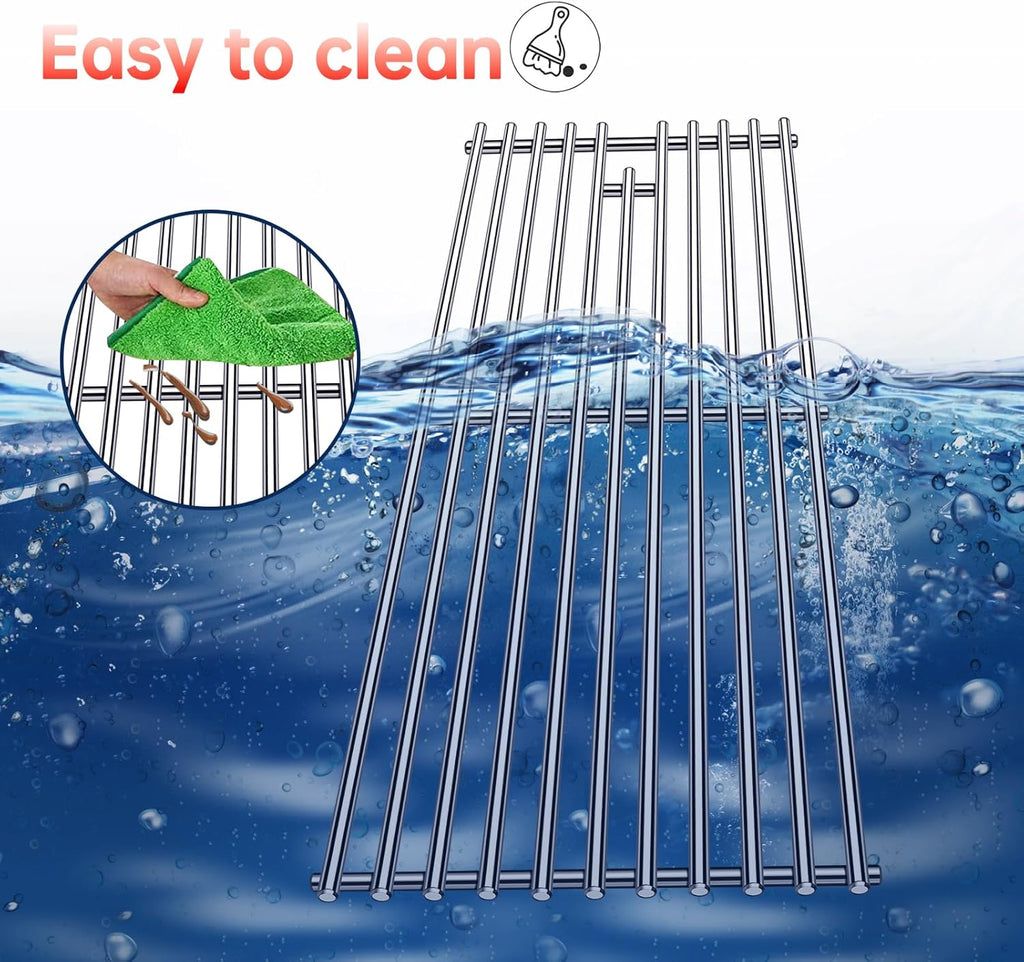 9MM 16517 Grill Grates 16GA Grill Heat Plates for 16631 16520 Bull Grill Replacement Parts, BBQ Bull Brahma 5 Burner 57568, 57569, 57568CE, 57568AGA, 57569CE, 57569AGA, Stainless Steel Grids