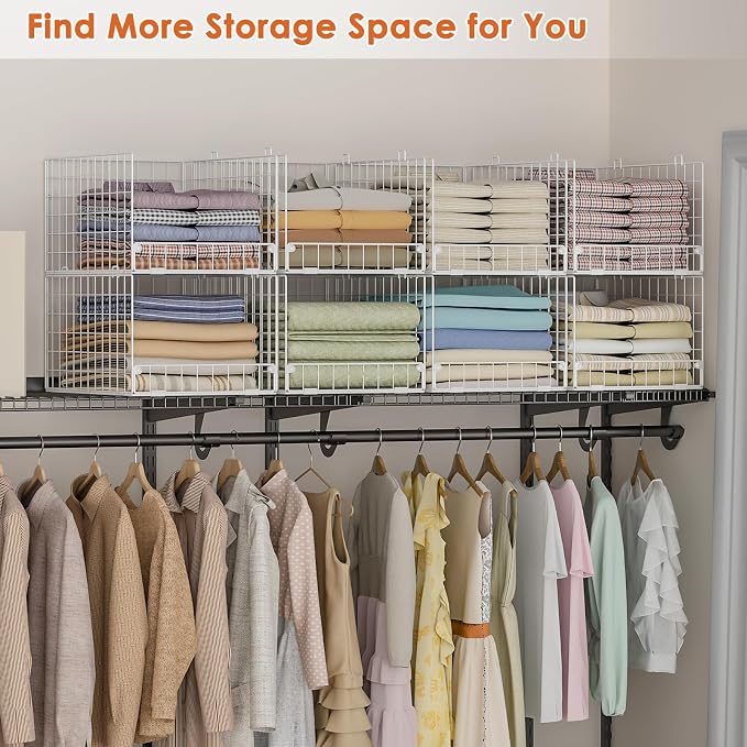 5-Tier Stackable Closet Storage Shelves, Closet Organizers and Storage Basket - Image 6