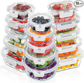VERONES 30 Pieces Glass Meal Prep Containers Set, Stackable Food Storage by VERONES