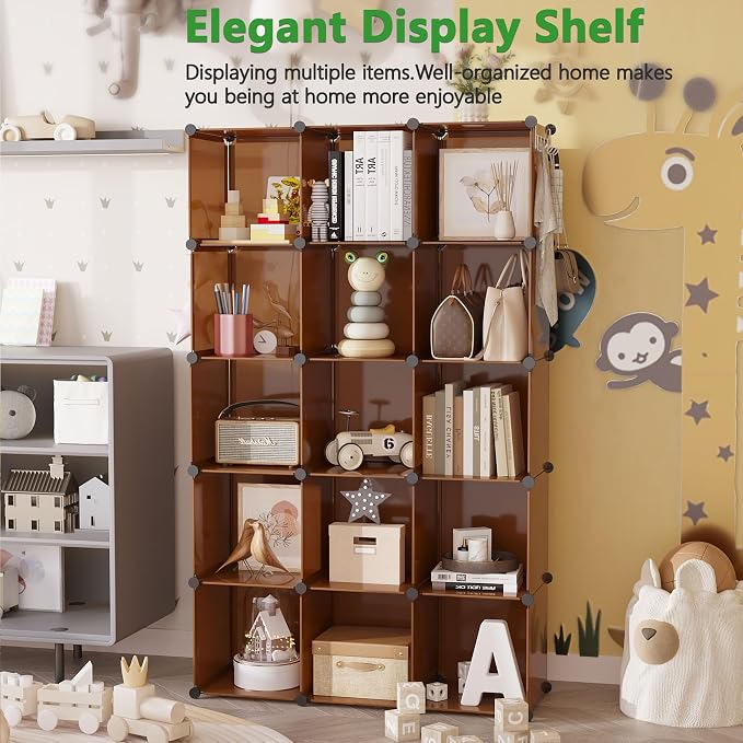 C&AHOME 16-Cube Storage Organizer, Plastic Shelves Units, DIY Closet Organizer - Image 4