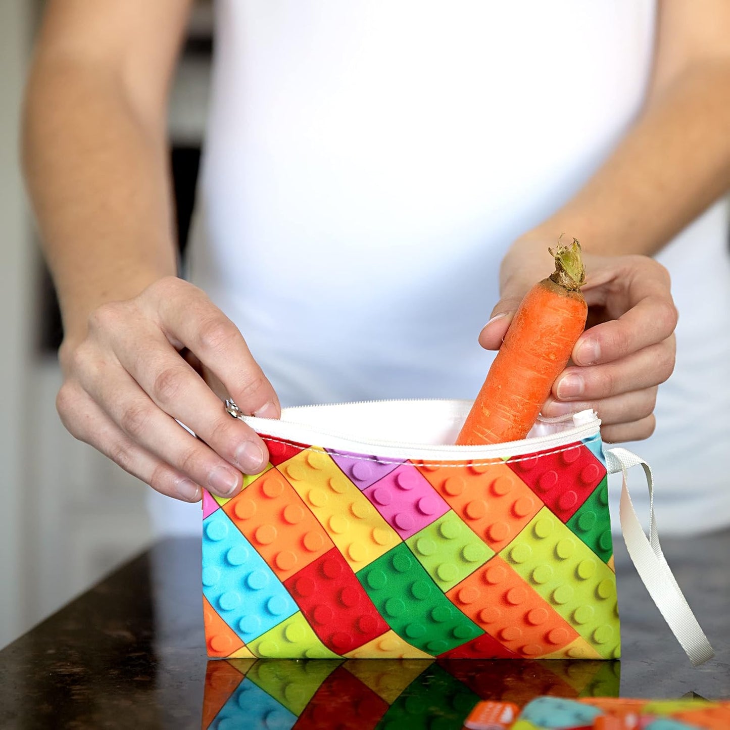 Nordic By Nature Reusable Sandwich Bag Snack Bags - Value Pack of 5 Dual Layer Lunch Baggies - Dishwasher Safe - Eco Friendly Cloth Wraps - Easy Open Zipper (Color Blocks)