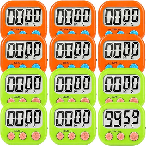 12 Pack Digital Kitchen Timer Small Classroom Timers by VOULOIR