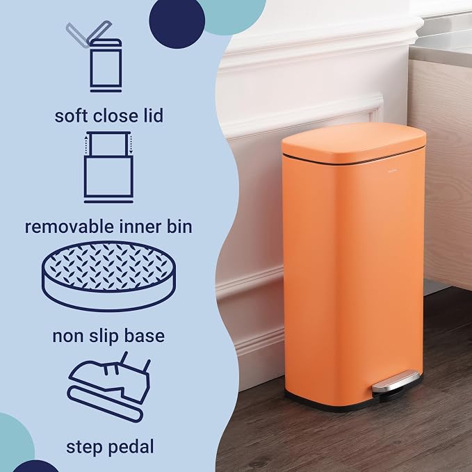 happimess HPM1011K Curtis 8-Gallon Step-Open Trash Can, Carrot Cake, - Image 3