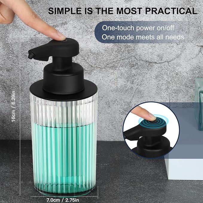 Automatic Soap Dispenser Liquid Touchless: 9oz Black Plastic - Image 2