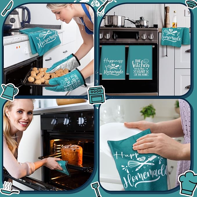 Sratte 6 Pcs Kitchen Decor Accessories Set Farmhouse Towels Pot Holders Oven - Image 5
