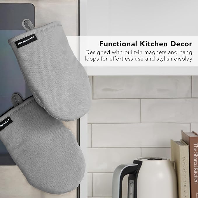 KITCHENAID Gourmet Series Gridlines Mini Oven Mitts 2-Pack Set, Heat Resistant - Image 6
