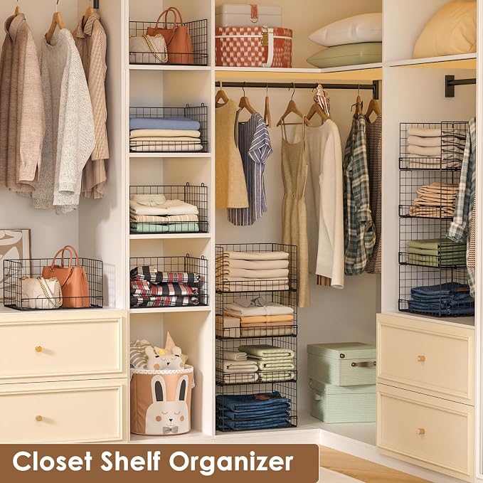 Yociyoga 4-Tier Stackable Closet Organizers and Storage Shelves, Foldable - Image 7