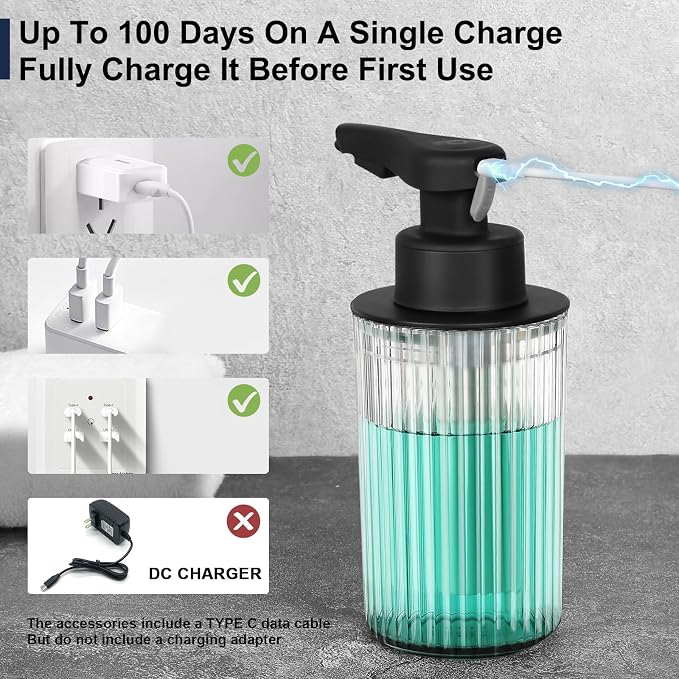 Automatic Soap Dispenser Liquid Touchless: 9oz Black Plastic - Image 4