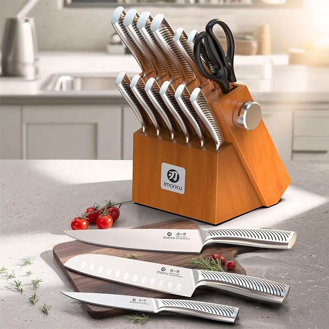 imarku Knife Set, 14 Piece Premium Japanese High-Carbon Stainless Steel Knife - Image 4
