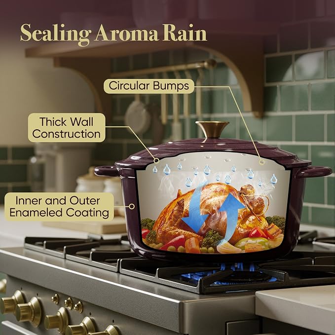 6 Quart Dutch Oven Pot with Lid, Non Stick Enameled Cast Iron Dutch Oven - Image 7