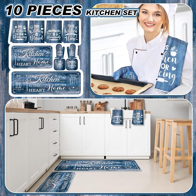 Fourluoo 10 Pcs Farmhouse Kitchen Decor and Accessories Set 4 Kitchen Towels 2 - Image 2