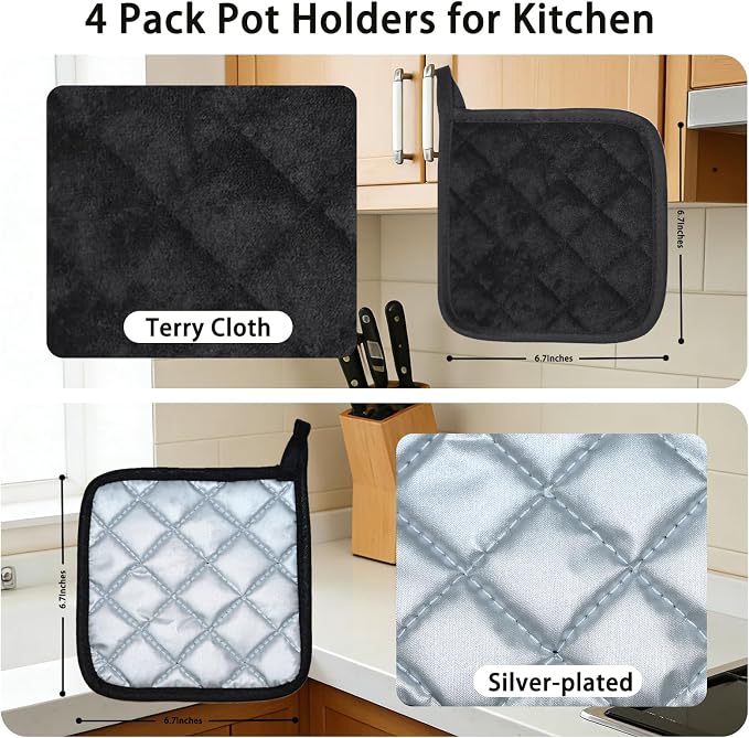 4 Pack Pot Holders for Kitchen Clearance Oven Potholders Sets for Kitchens Hot - Image 4