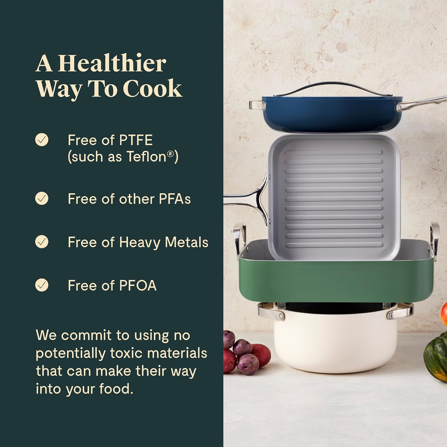 Caraway Roasting Pan - 16x13” Roasting Pan with Rack - Non-Stick Ceramic Coated - Non Toxic, PTFE & PFOA Free - Oven Safe & Compatible with All Stovetops - Black