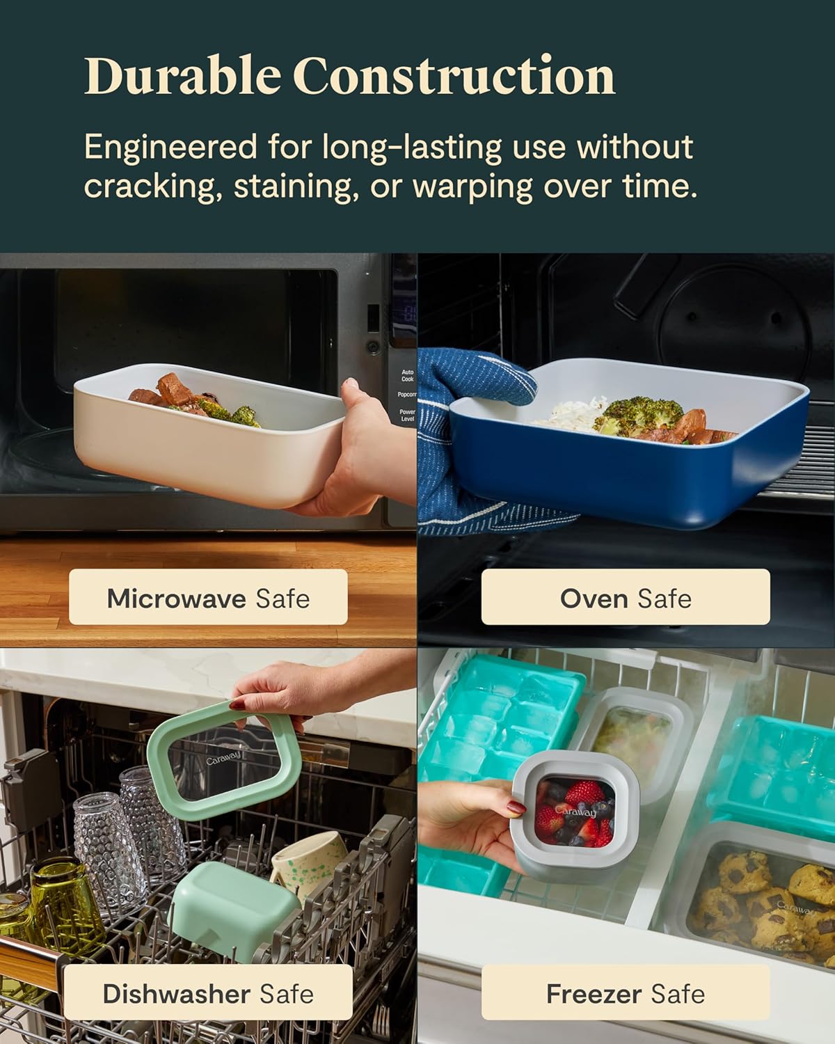 Caraway 25pc Glass Food Storage Set - Glass Storage Containers for Food - Non-Toxic Ceramic-Coated Glass - Air Release Technology - Compact & Stackable Design - Perracotta