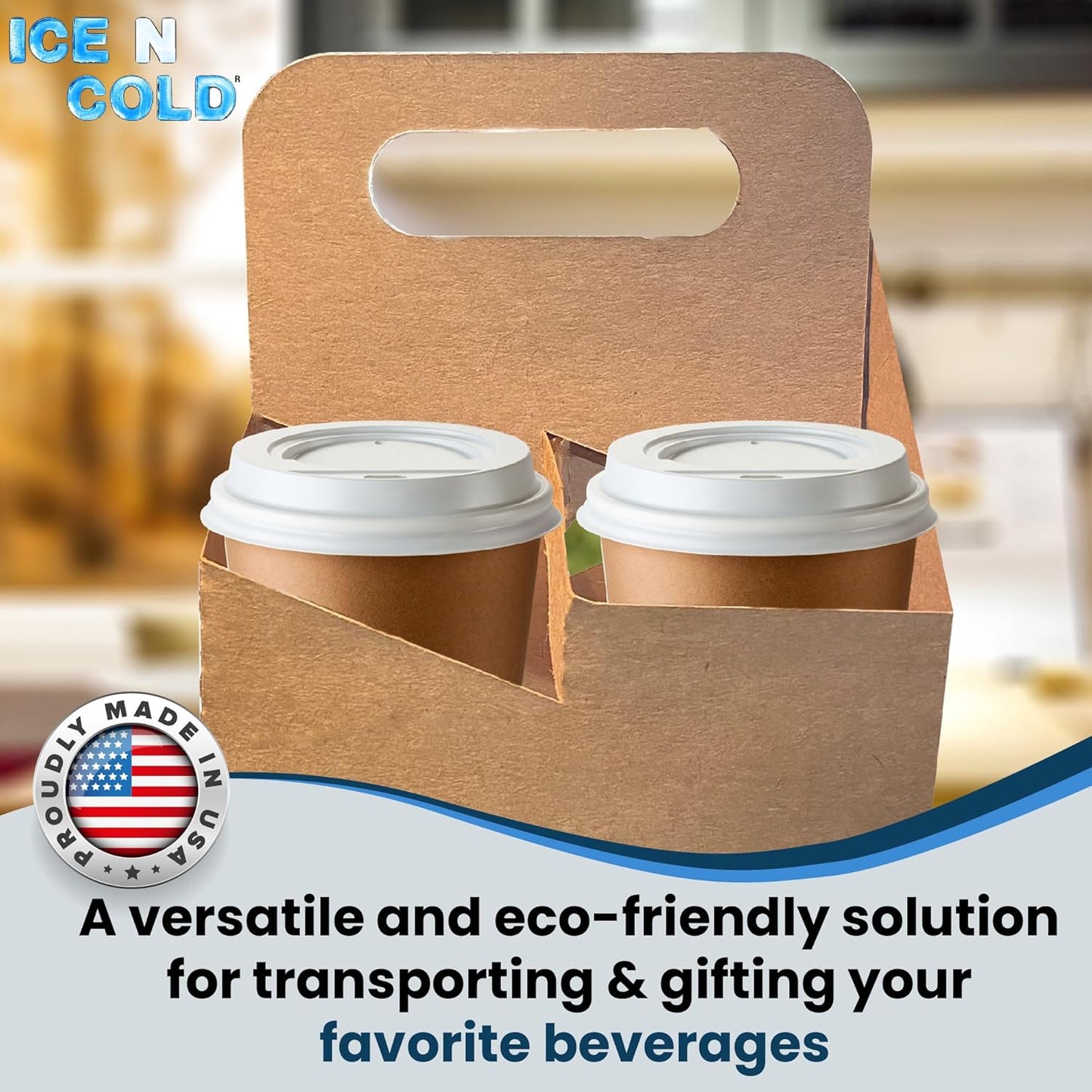 4 Cup Drink Carrier with Handle | Kraft Paperboard Cup Holder | Disposable Cup Holder for Hot or Cold Drinks | Cup Carrier for Food Delivery Services, Uber Eats, Door Dash (30)