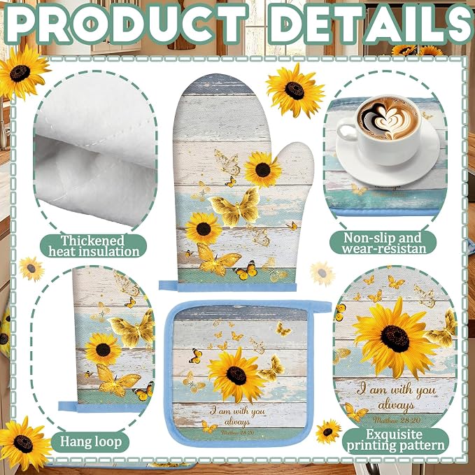 Fourluoo 10 Pcs Sunflower Kitchen Decor and Accessories Set Sunflower Kitchen - Image 5