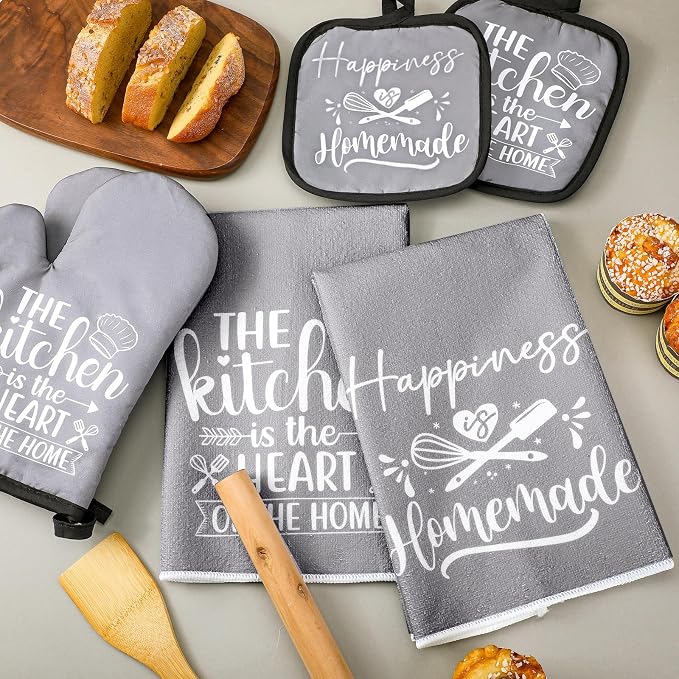 Sratte 6 Pcs Kitchen Decor Accessories Set Farmhouse Towels Pot Holders Oven - Image 2