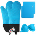 Silicone Oven Mitts and Pot Holders Set, MTZRFLL Extra Long Heat Resistant Oven by MTZRFLL