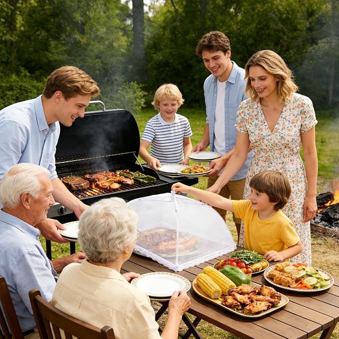HBlife 7 Pack Pop-Up Mesh Food Cover Tent - Image 3