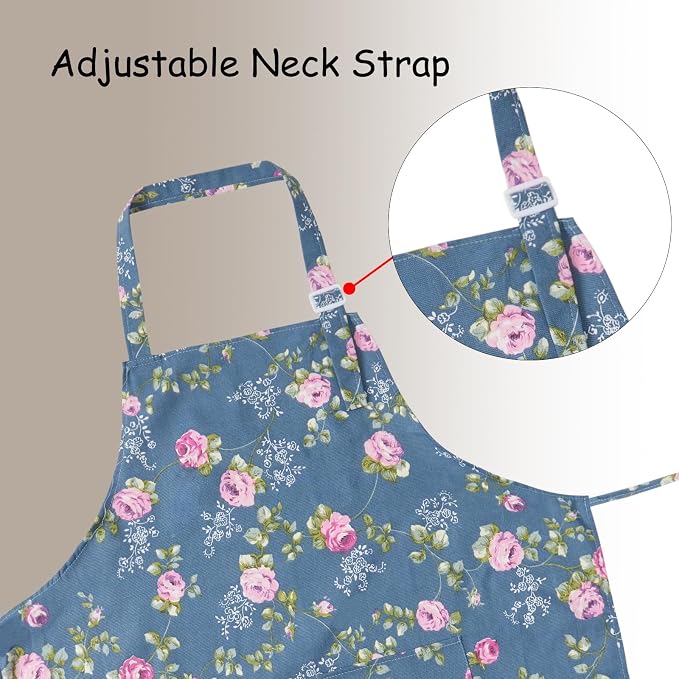 DILLMAN Aprons for Women with Pockets Cotton Linen Cooking Kitchen Baking Soft - Image 7