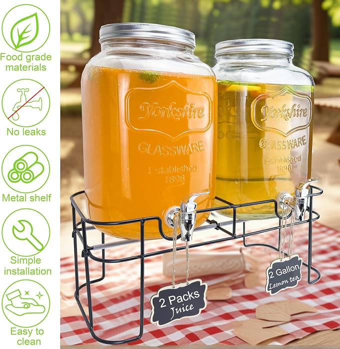 2 Gallon Larger Glass Drink Dispenser - Image 4