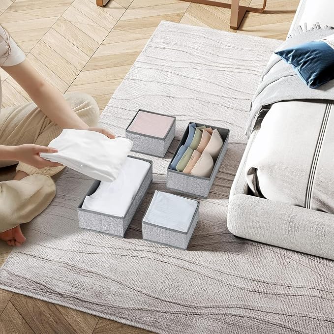 DIMJ Drawer Organizer Clothes Set of 8, Foldable Closet Drawer Bins, Underwear - Image 3