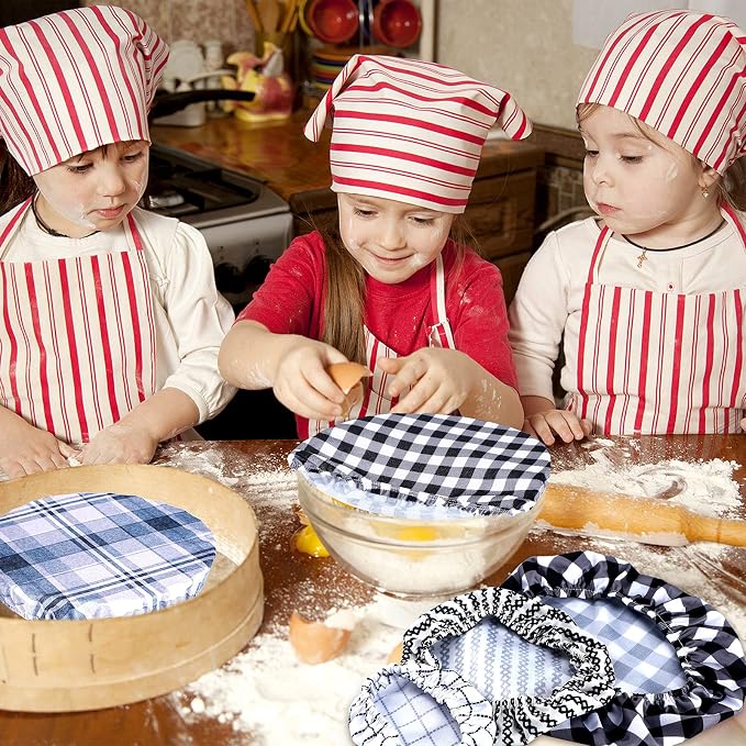 Patelai 10 Pcs Bowl Covers Reusable in 5 Size Stretch Cloth Fabric Elastic Food - Image 5