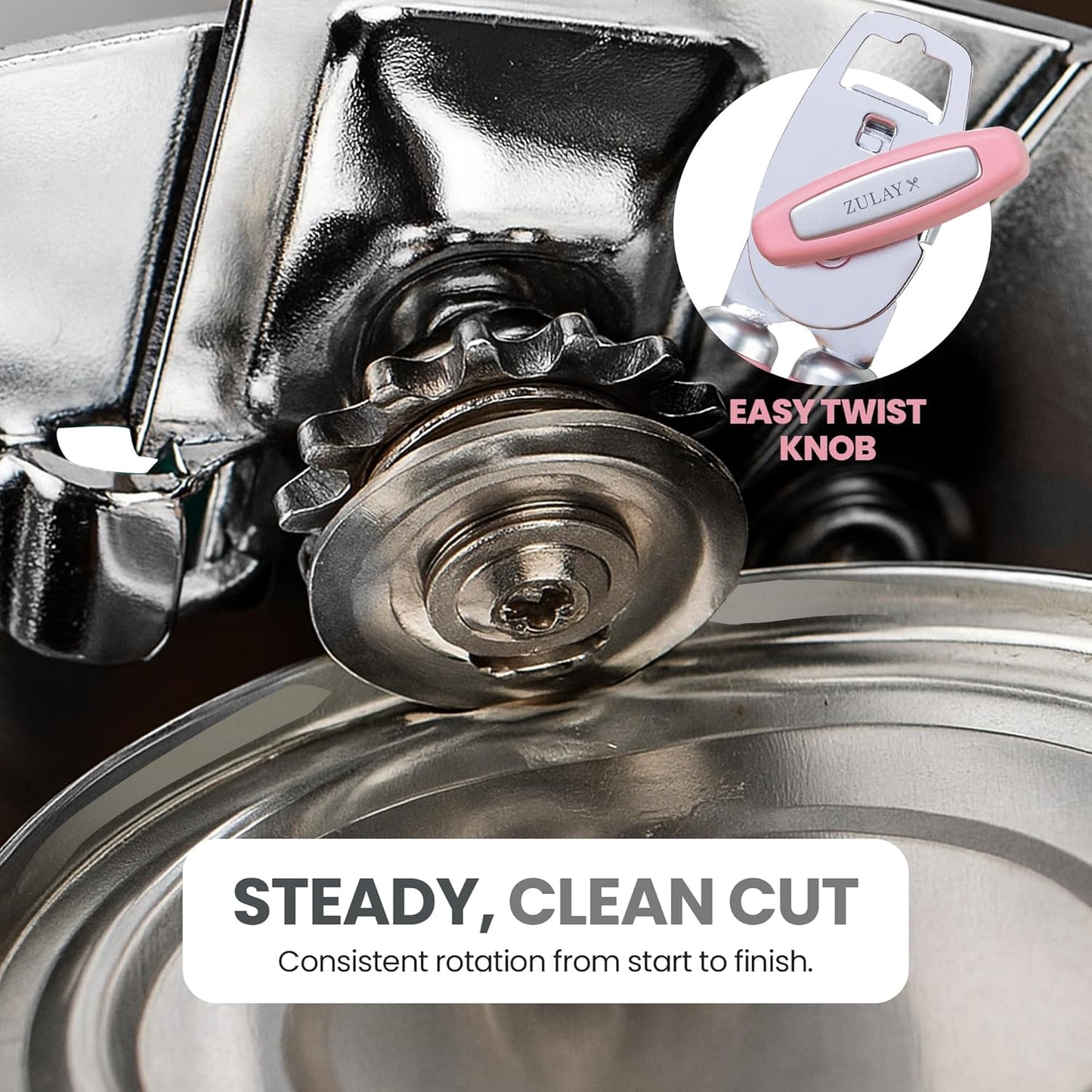 Zulay Kitchen Heavy Duty Stainless Steel Can Opener Manual with Bottle Opener - Rust Proof Manual Can Opener With Turn Knob & Soft Grip Handles