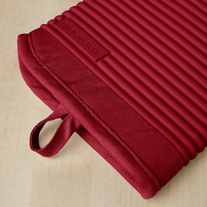 KITCHENAID Ribbed Soft Silicone Oven Mitt 2-Pack Set, Smoked Paprika - Image 3