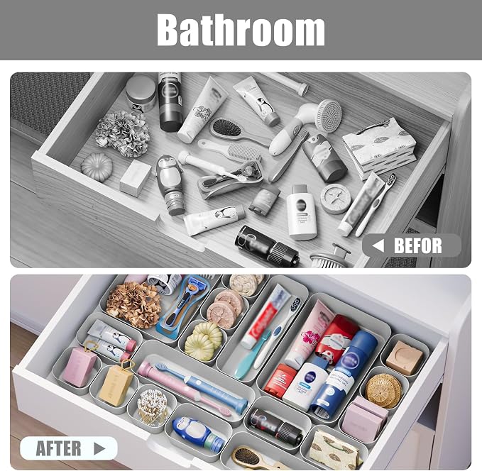 18 pcs Desk Drawer Organizer Tray, Stackable Organizer Containers - Image 7