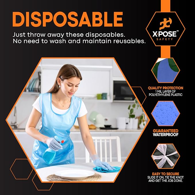 Xpose Safety 1000 Blue Plastic Disposable Aprons - Image 4
