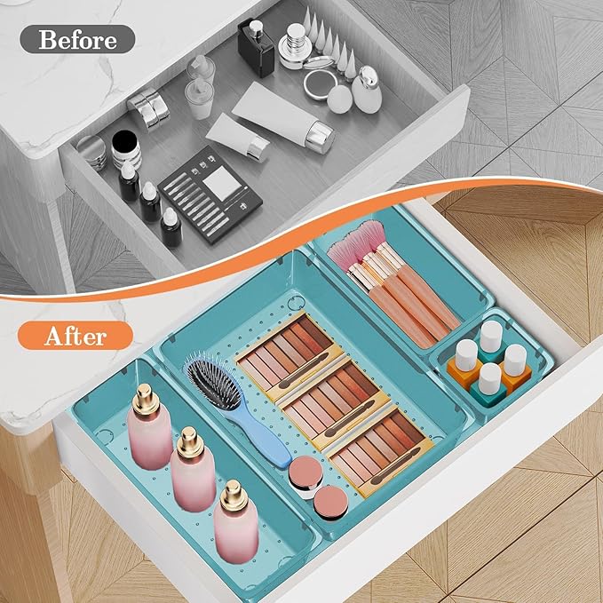 SpaceHacks 25 PCS Plastic Drawer Organizer Set, 4-Size Versatile Organizer - Image 4