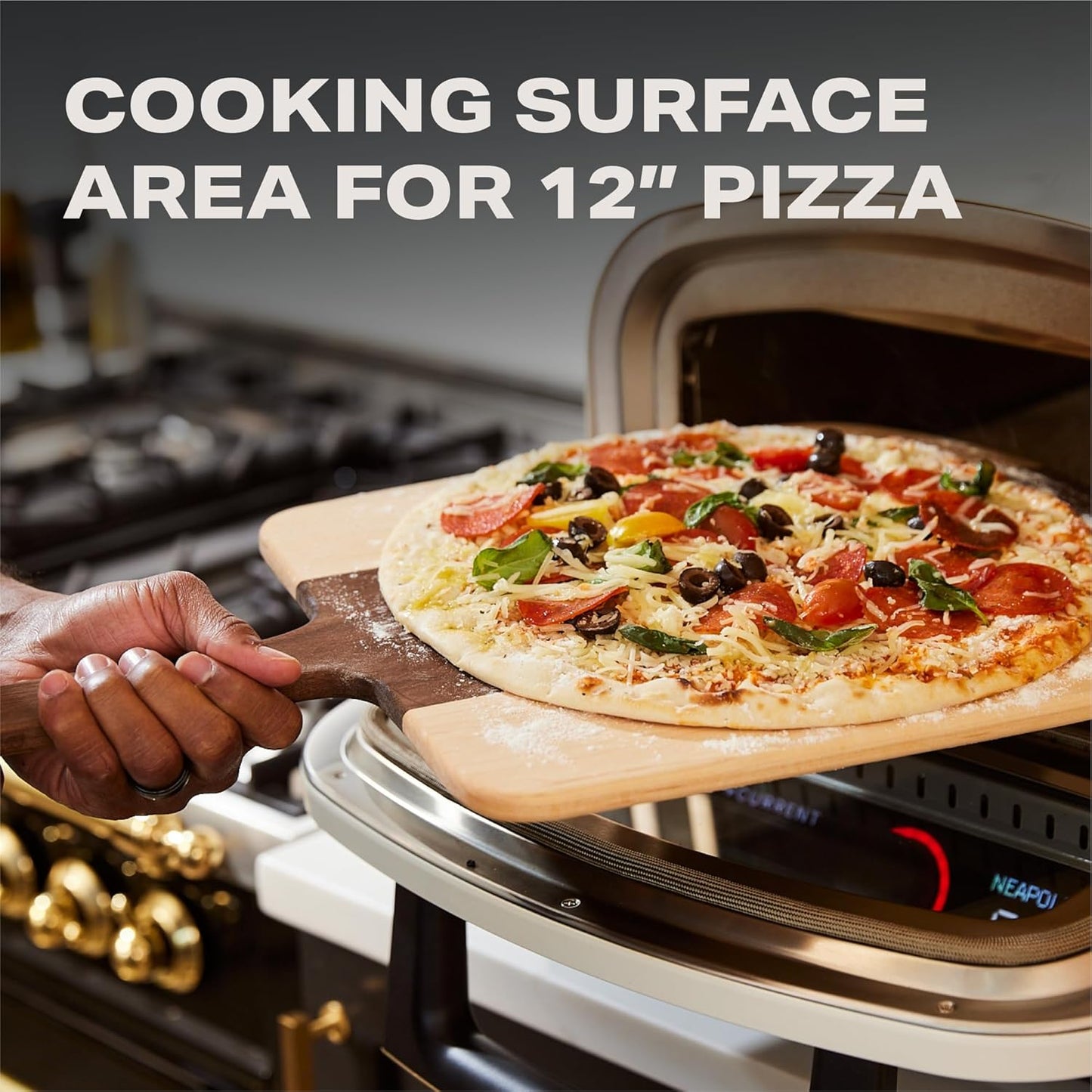 Current® Model P Smart Electric Pizza Oven, 12-Inch, 850°F Max, 5 Cooking Modes, App Connectivity for Temperature Monitoring & Custom Cooking Times, Compact for Indoor & Outdoor Use, Beige