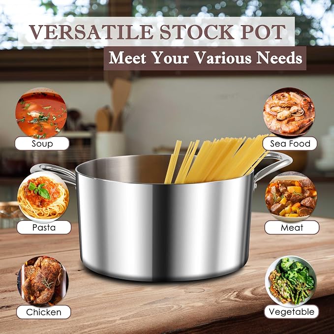 Herogo 7.3 Quart Stock Pot, 18/10 Stainless Steel Cooking Pot - Image 6