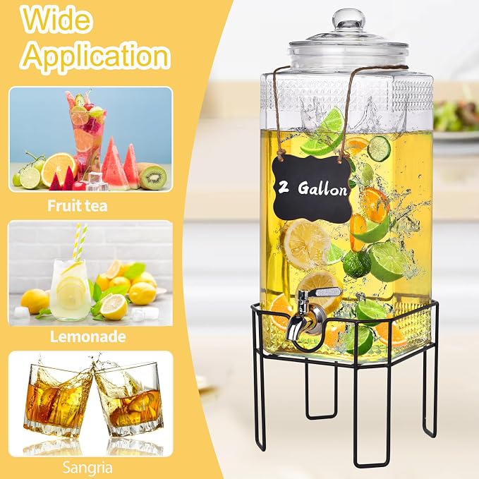 2 Gallon Glass Drink Dispenser, Drink Dispensers - Image 8