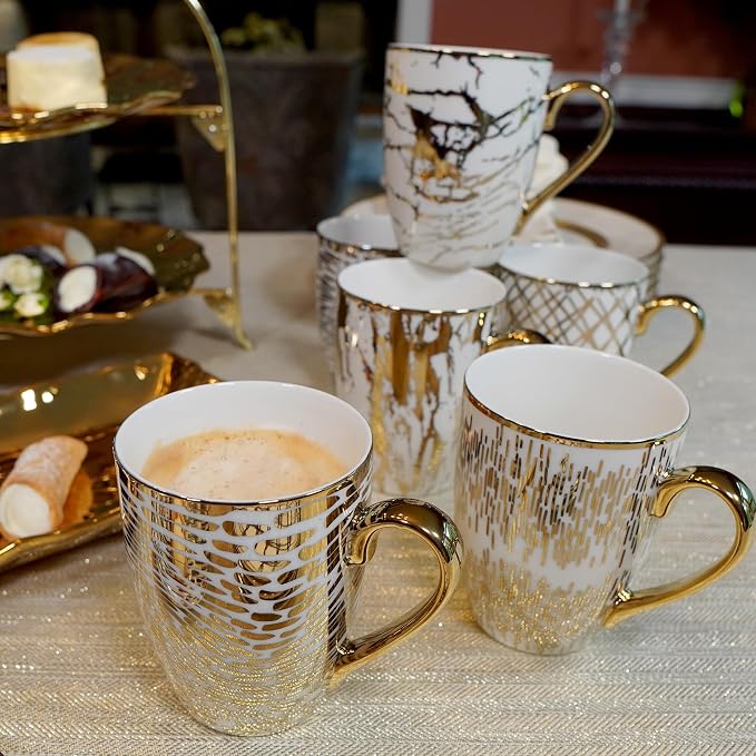 Matrix Gold Porcelain Coffee & Tea Mug Set – Premium Fine Porcelain - Image 4