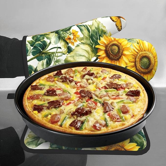 Sunflower Oven Mitts and Pot Holders Spring Summer Kitchen Accessories Set of 2 - Image 7