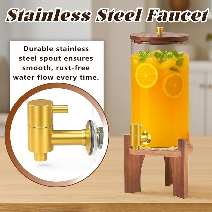 Glass Drink Dispenser, 1.5 Gallon Beverage Dispenser - Image 4