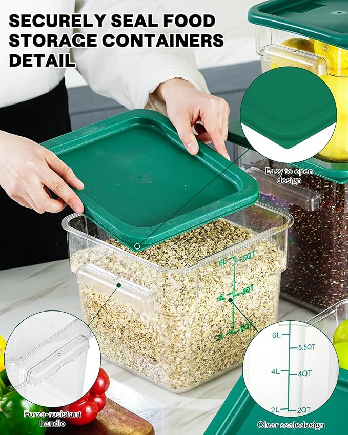 6QT NSF Food Storage Containers: 6PCS Commercial Clear Food Storage Containers - Image 7