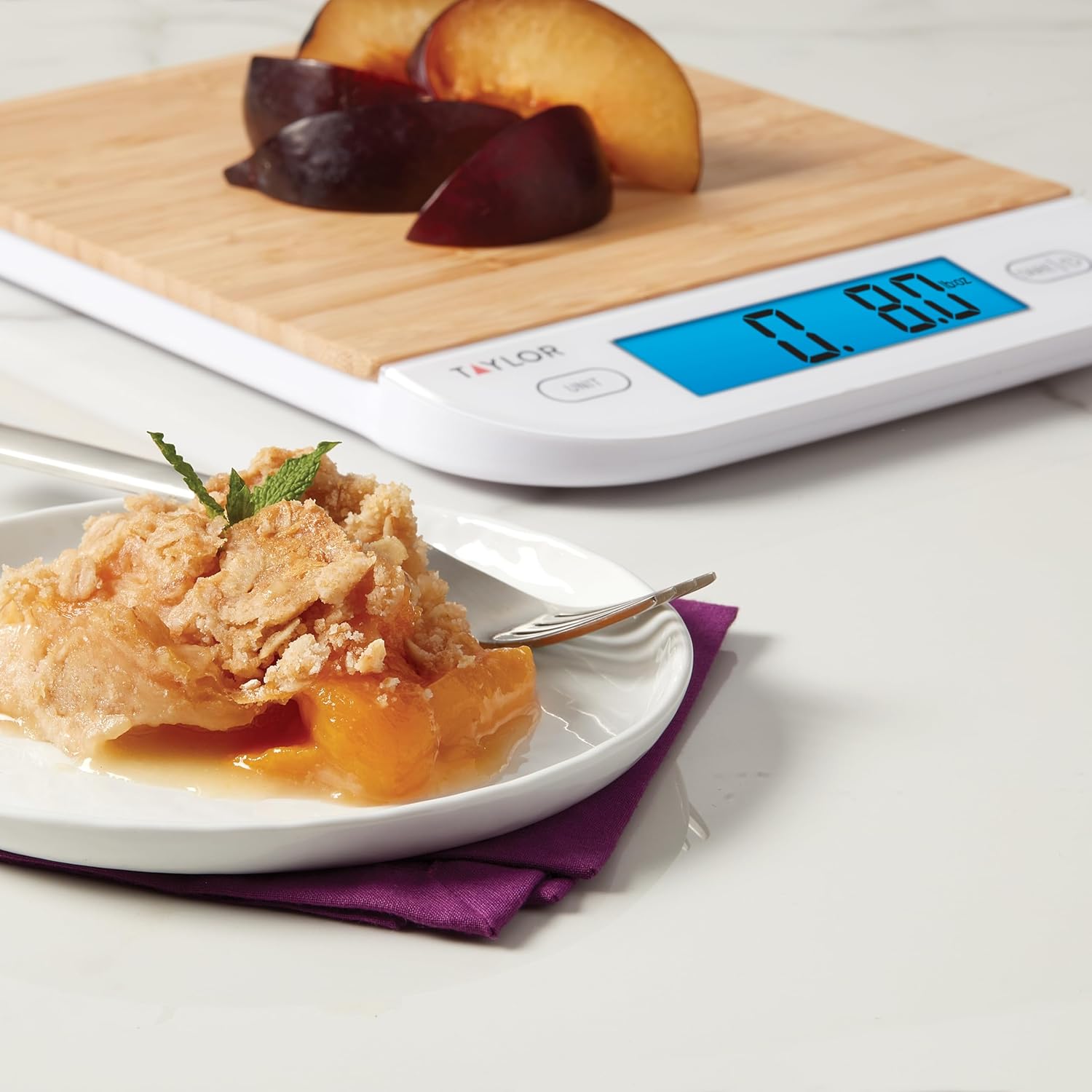 Taylor Digital Eco-Friendly Bamboo Kitchen Food Scale, 15 Pound Capacity, Natural