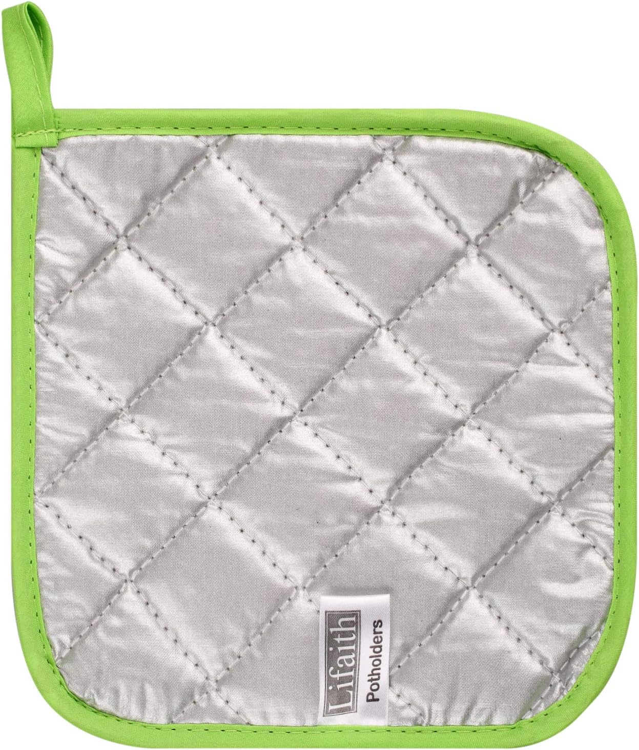 100% Cotton Kitchen Everyday Basic Terry Pot Holder Heat Resistant Coaster Potholder for Cooking and Baking Set of 5 Apple Green